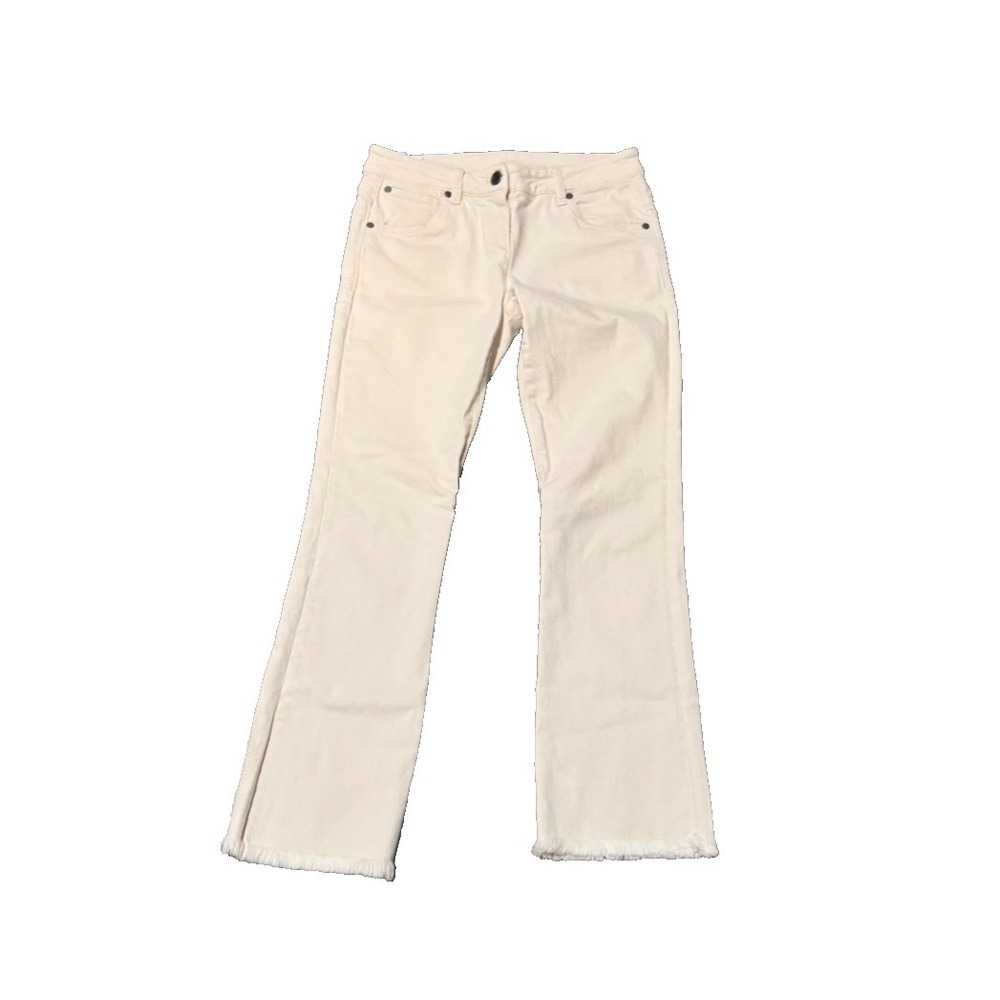 Brunello Cucinelli denim jeans ivory white 2 cropped kick flare skinny fit